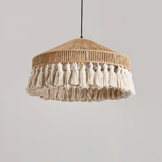 Small Bamboo Hat Bohemian Hemp Rope Pendant Light