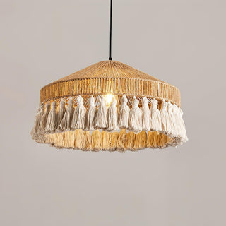 Small Bamboo Hat Bohemian Hemp Rope Pendant Light