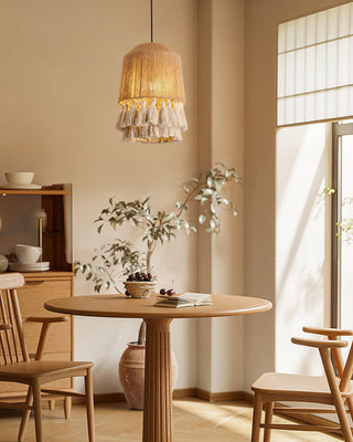 Small Bamboo Hat Bohemian Hemp Rope Pendant Light