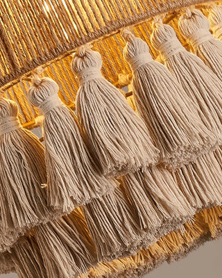 Small Bamboo Hat Bohemian Hemp Rope Pendant Light