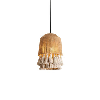 Small Bamboo Hat Bohemian Hemp Rope Pendant Light