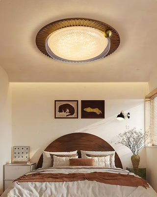 Lotus Scalloped Wood Glass Ceiling Light