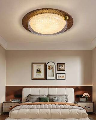 Lotus Scalloped Wood Glass Ceiling Light