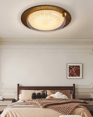 Lotus Scalloped Wood Glass Ceiling Light