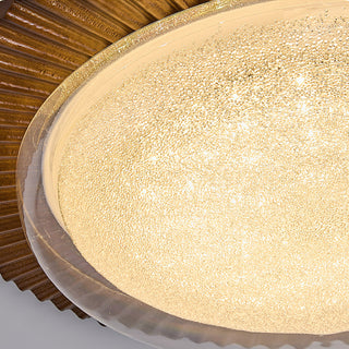 Lotus Scalloped Wood Glass Ceiling Light
