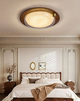 Lotus Scalloped Wood Glass Ceiling Light