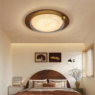 Lotus Scalloped Wood Glass Ceiling Light