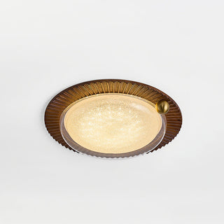 Lotus Scalloped Wood Glass Ceiling Light