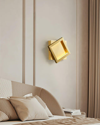Square Industrial Brass Wall Light