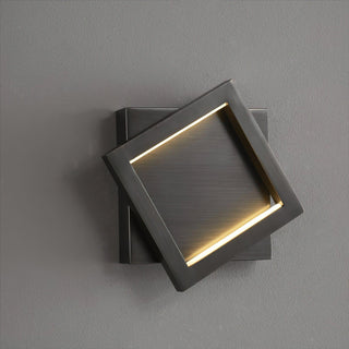 Square Industrial Brass Wall Light