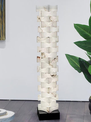 Stacked Sculptural Alabaster Floor Light