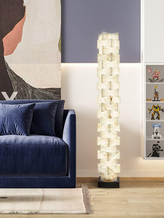 Stacked Sculptural Alabaster Floor Light