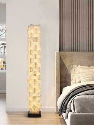 Stacked Sculptural Alabaster Floor Light
