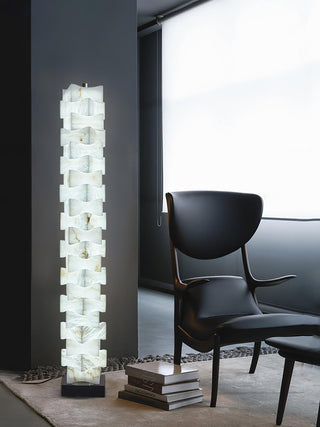 Stacked Sculptural Alabaster Floor Light
