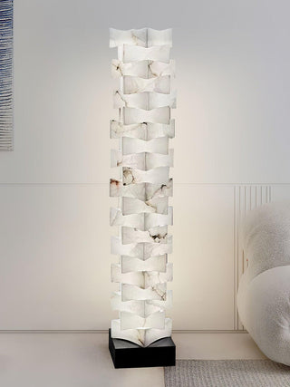 Stacked Sculptural Alabaster Floor Light