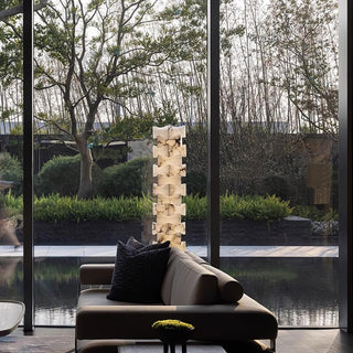 Stacked Sculptural Alabaster Floor Light