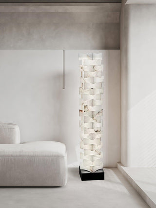 Stacked Sculptural Alabaster Floor Light