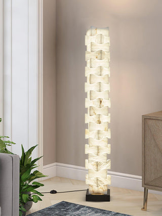Stacked Sculptural Alabaster Floor Light