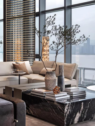 Stacked Sculptural Alabaster Floor Light