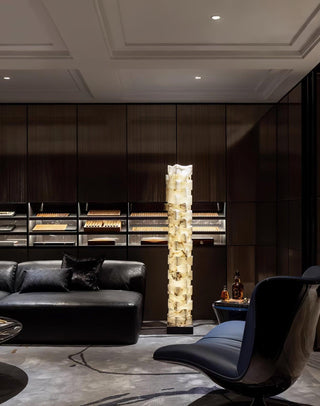 Stacked Sculptural Alabaster Floor Light