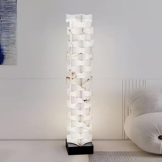 Stacked Sculptural Alabaster Floor Light