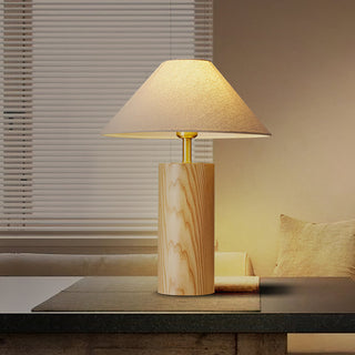 Starr Cylinder Wood Fabric Table Lamp
