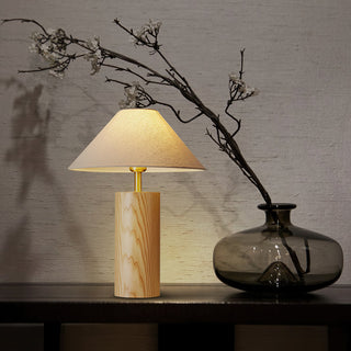 Starr Cylinder Wood Fabric Table Lamp