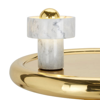 Hank Stone White Marble Orb Table Lamp