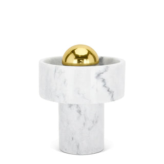 Hank Stone White Marble Orb Table Lamp