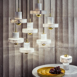 Hank Stone White Marble Orb Table Lamp
