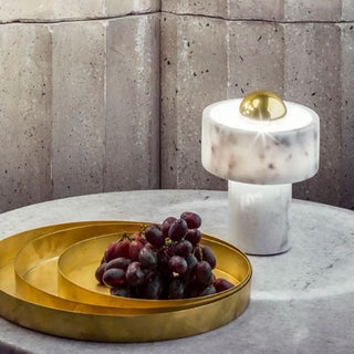 Hank Stone White Marble Orb Table Lamp