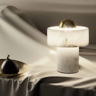 Hank Stone White Marble Orb Table Lamp