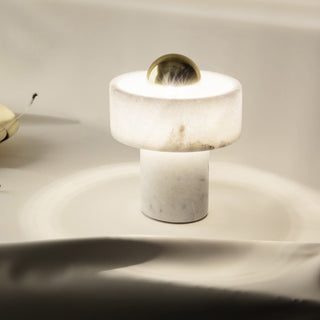 Hank Stone White Marble Orb Table Lamp