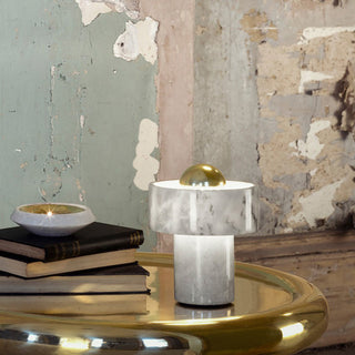 Hank Stone White Marble Orb Table Lamp