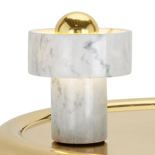 Hank Stone White Marble Orb Table Lamp
