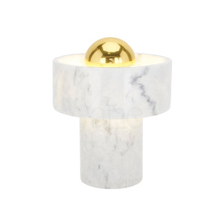 Hank Stone White Marble Orb Table Lamp