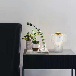 Hank Stone White Marble Orb Table Lamp