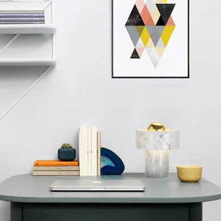 Hank Stone White Marble Orb Table Lamp