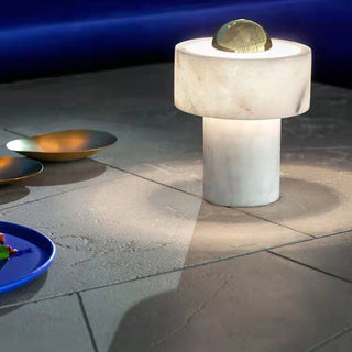 Hank Stone White Marble Orb Table Lamp