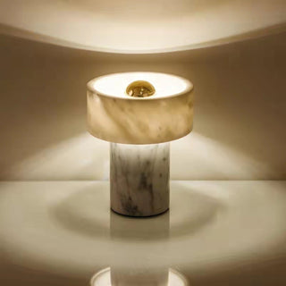 Hank Stone White Marble Orb Table Lamp