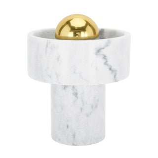 Hank Stone White Marble Orb Table Lamp
