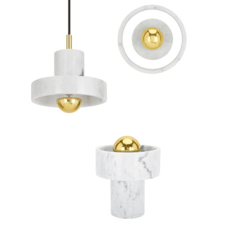 Hank Stone White Marble Orb Table Lamp