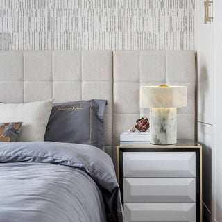 Hank Stone White Marble Orb Table Lamp