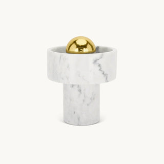 Hank Stone White Marble Orb Table Lamp