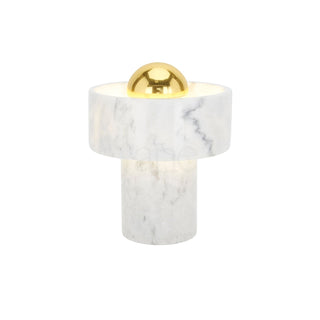Hank Stone White Marble Orb Table Lamp