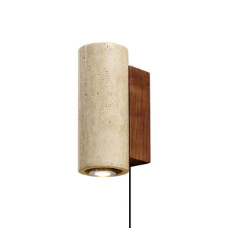 Stone Wood Contemporary Travertine Plug-in Wall Light