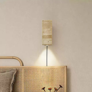 Stone Wood Contemporary Travertine Plug-in Wall Light