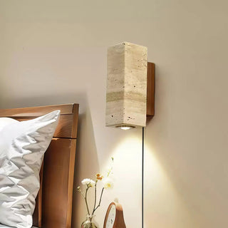 Stone Wood Contemporary Travertine Plug-in Wall Light