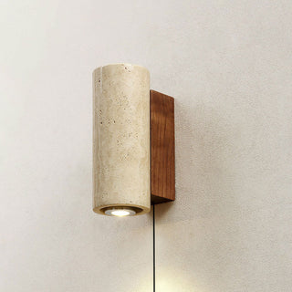 Stone Wood Contemporary Travertine Plug-in Wall Light
