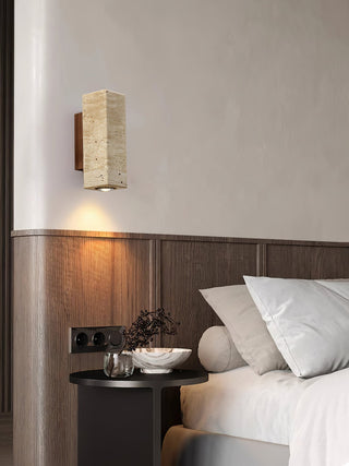 Stone Wood Minimalist Travertine Wall Light